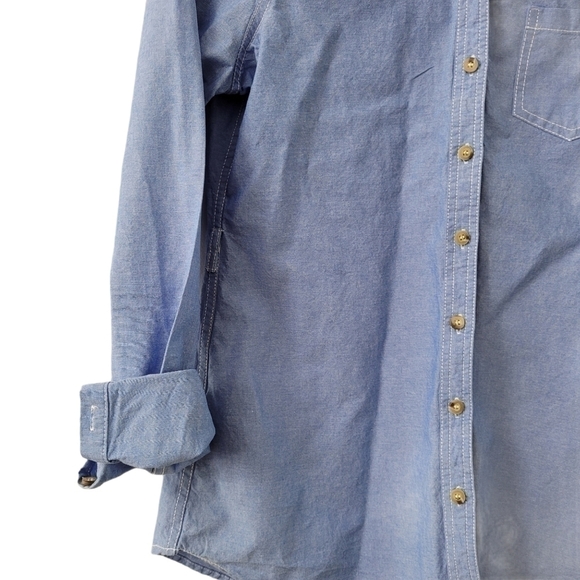 BUTTON Down Cotton Blue Denim Jean Shirt Size M - Picture 6 of 9